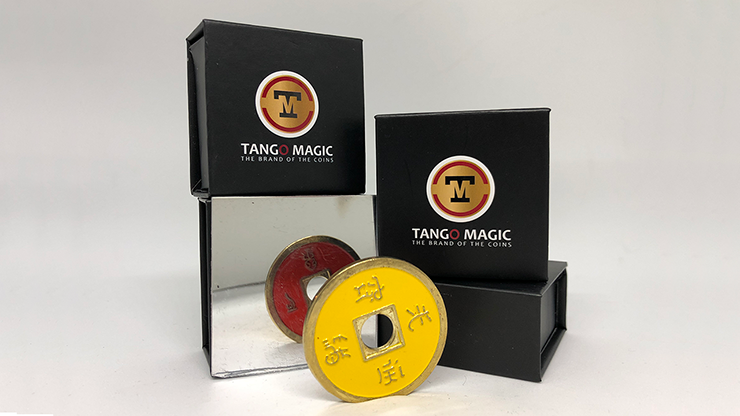 Chinese Coin (CH0020) Red & Yellow by Tango Magic