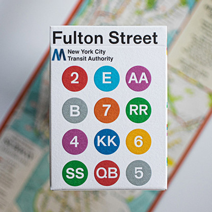 WHITE EDITION FULTON STREET MTA PLAYING CARDS (1972 VIGNELLI MAP EDITION)