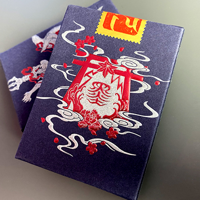 Sumi Kitsune Myth Maker (Blue/Red Craft Letterpressed Tuck) Playing Cards by Card Experiment