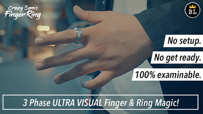 Hanson Chien Presents Crazy Sam's Finger Ring SILVER / SMALL (Gimmick and Online Instructions) by Sam Huang - Trick