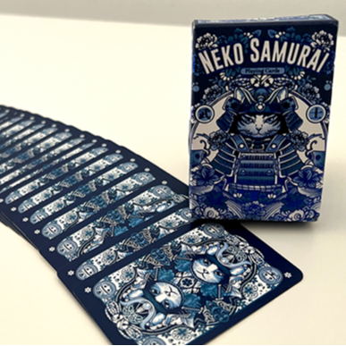 Neko Samurai (Mini Blue) Playing Cards