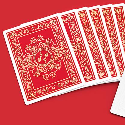 Red Roses Gold Foil Playing Cards (Fully Marked)