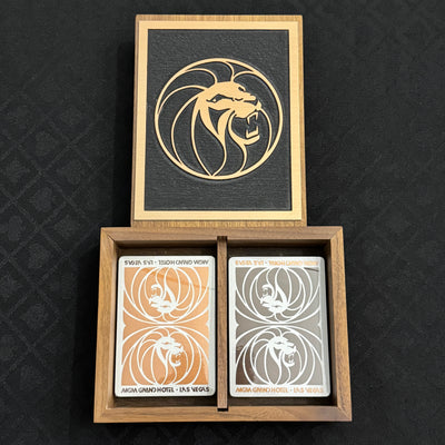 MGM Grand Hotel Wooden Case + Playing Cards Set [AUCTION]