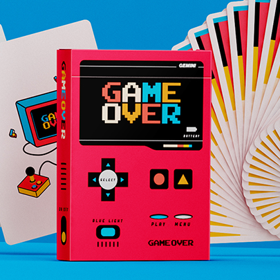 Game Over Red Playing Cards by Gemini