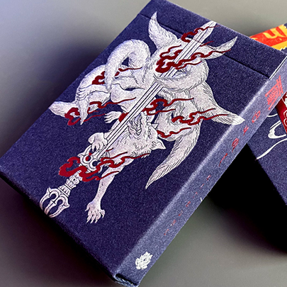Sumi Kitsune Myth Maker (Blue/Red Craft Letterpressed Tuck) Playing Cards by Card Experiment