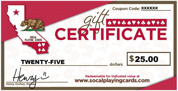 SoCal Playing Cards Gift Card